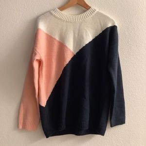 New BB Dakota Navy Blue, White, & Pink Sweater / Top Size S